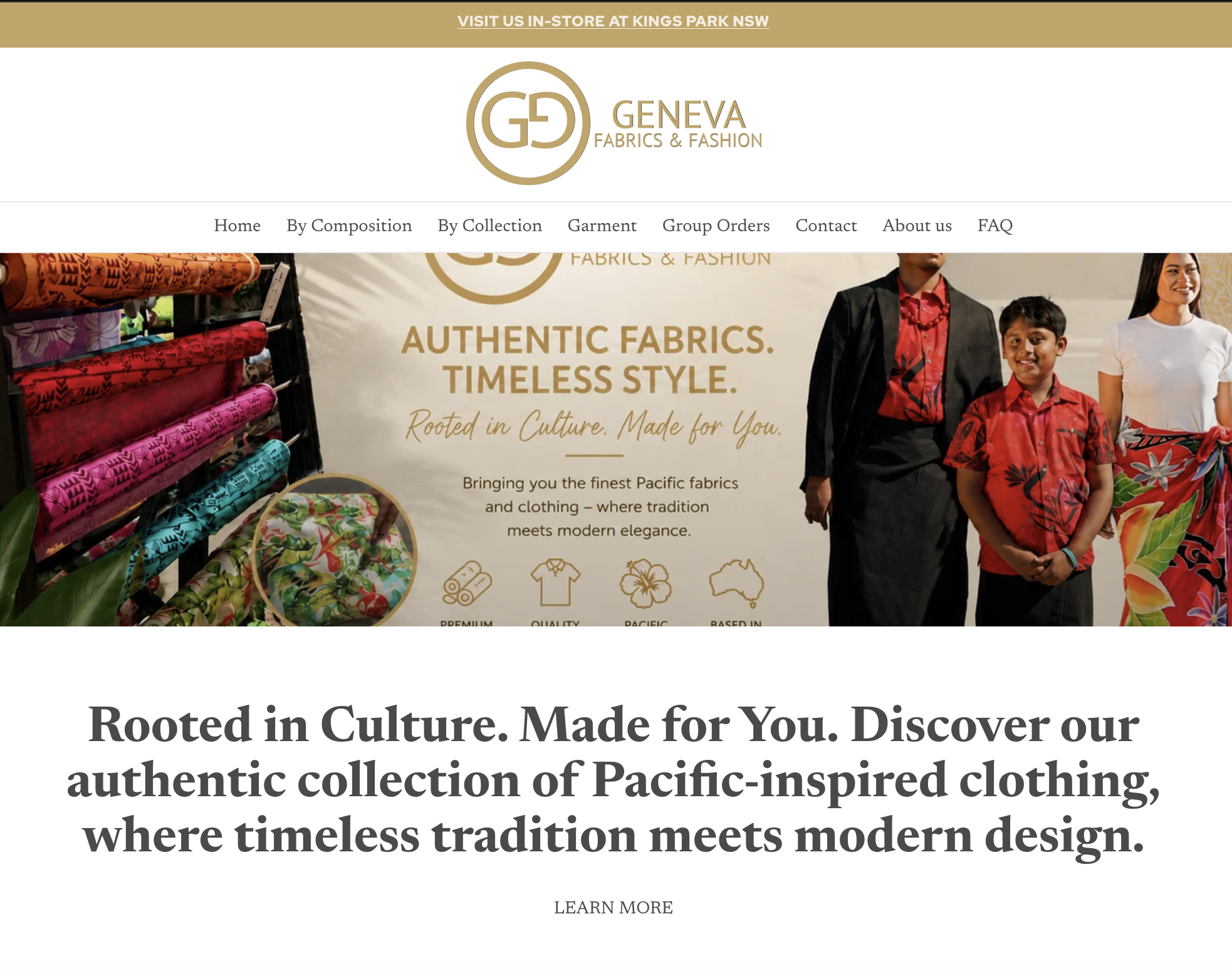 Geneva Fabrics and Fashions website